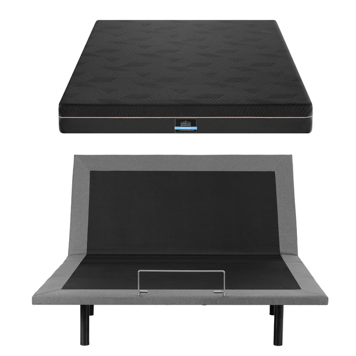 Artiss Queen size bed frame with Giselle Bedding Queen Mattress, adjustable bed Base Combo for Snoring Relief, Independent Head Foot Incline, Wireless Remote, Black,18cm Thickness