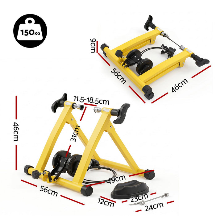 Everfit Bike Trainer Stand Indoor Riding Bicycle 6 Level Cycling Home Gym Yellow