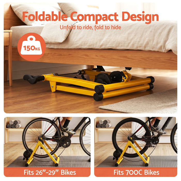 Everfit Bike Trainer Stand Indoor Riding Bicycle 6 Level Cycling Home Gym Yellow