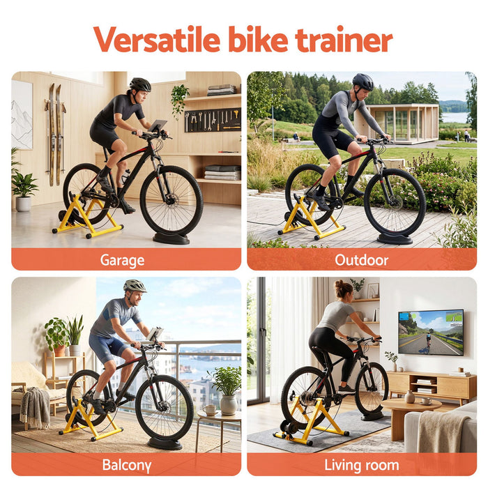 Everfit Bike Trainer Stand Indoor Riding Bicycle 6 Level Cycling Home Gym Yellow