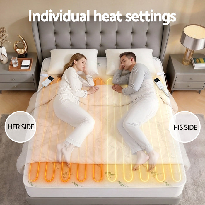 Giselle Electric Blanket Bamboo Fabric King Fitted Heated Pad Underlay Washable Winter