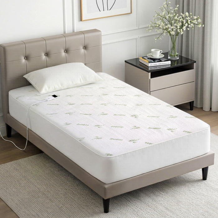 Giselle Electric Blanket Bamboo Fabric Single Fitted Heated Pad Underlay Washable Winter