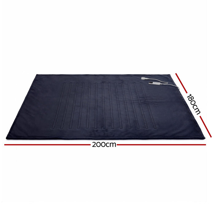 Giselle Electric Throw Rug Double Size 200x180cm Coral Fleece Heated Blanket Charcoal
