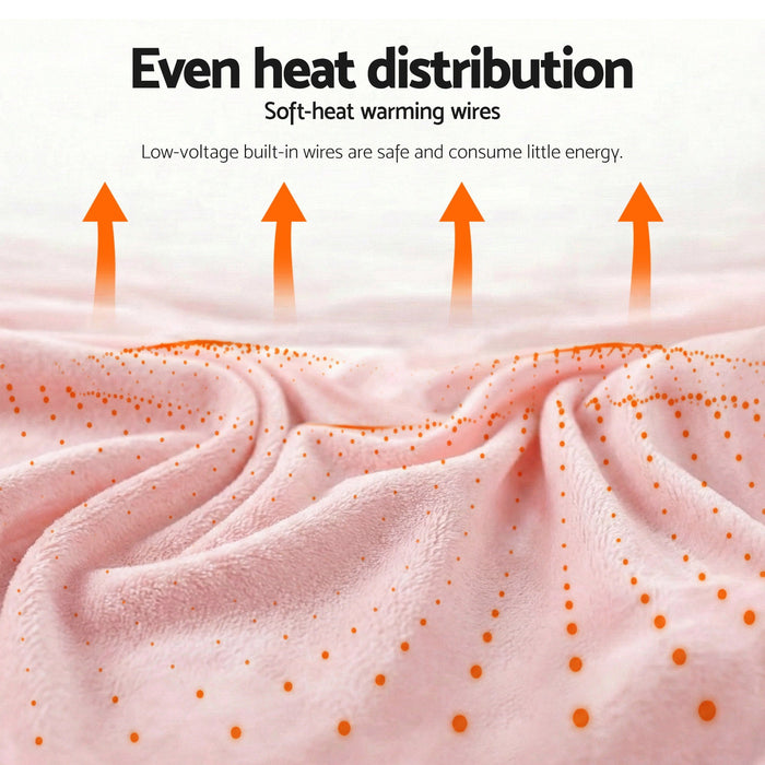 Giselle Electric Throw Rug Dual Side Fleece Flannel Heated Blanket Pink
