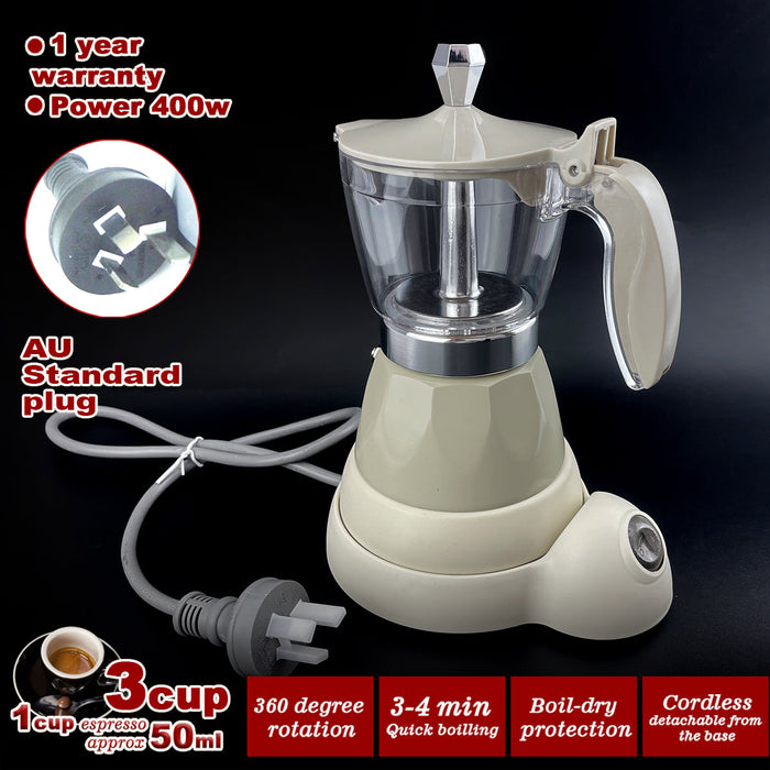 Mornest Electric Espresso Moka Coffee Maker 3cups Italian Classic - Cream Trade Me