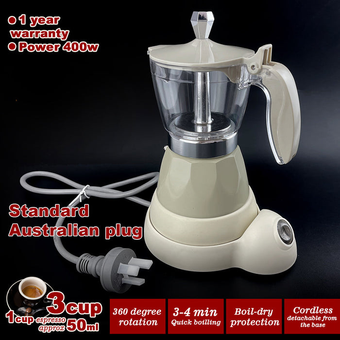 Mornest Electric Espresso Moka Coffee Maker 3cups Italian Classic - Cream Trade Me