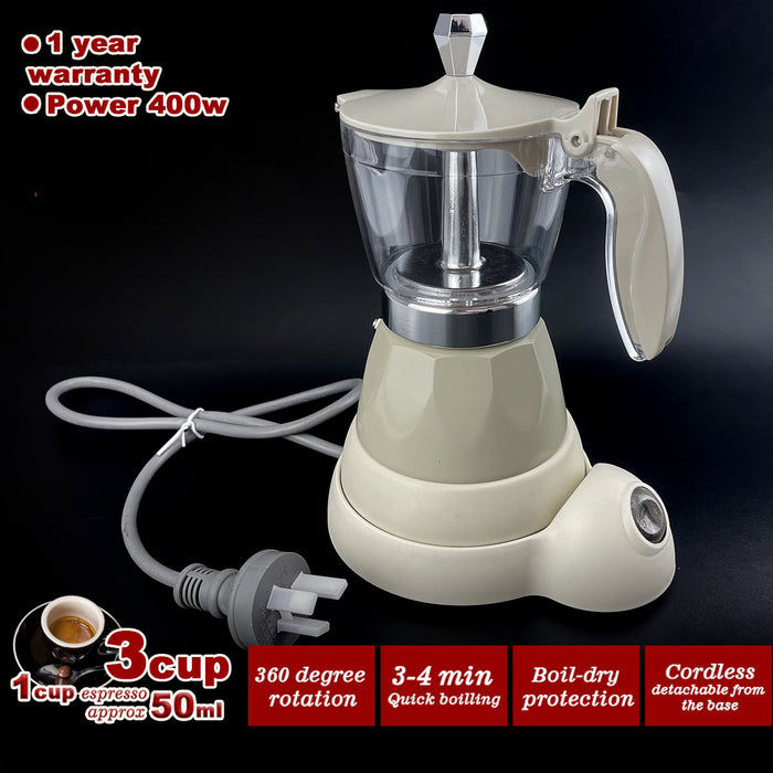 Mornest Electric Espresso Moka Coffee Maker 3cups Italian Classic - Cream Trade Me