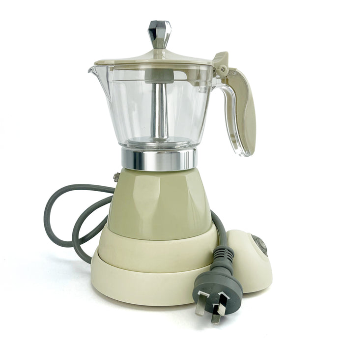 Latest Styles Electric Aluminum Espresso Moka Coffee Maker 3cups Italian Classic - Cream AUSTOCK