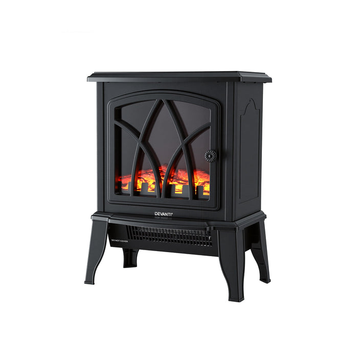 Devanti 2000W Electric Fireplace Heater Stove Freestanding 3D Flame Effect Indoor Space Heaters
