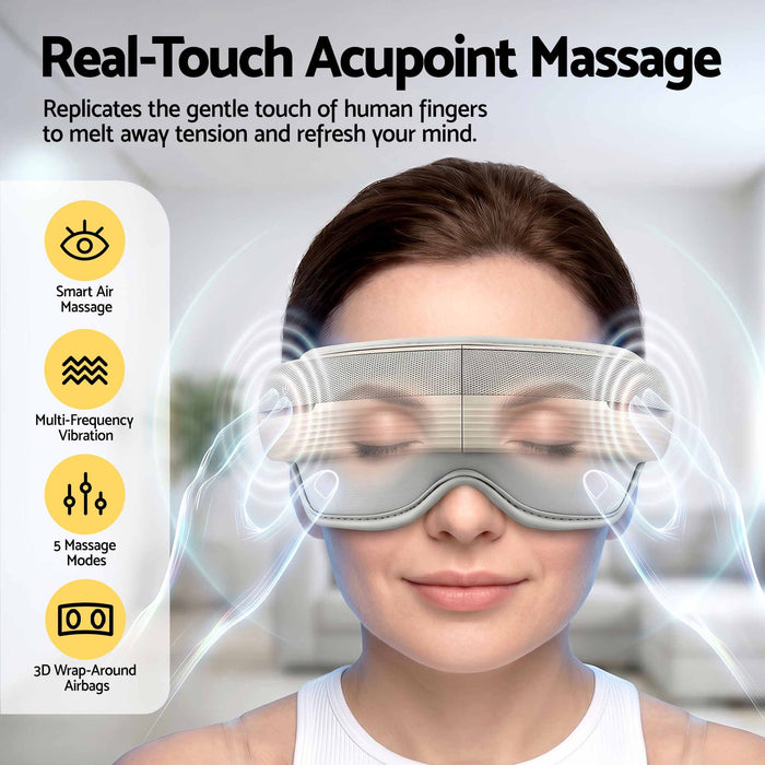 Livemor Eye and Head Massager with Heat, Eye Massager, Forehand and Temple Massager, Air Compression & Bluetooth Music, 5 Modes, 180° Foldable, Relaxation Gifts for Mom Dad Women Men