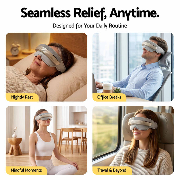 Livemor Eye and Head Massager with Heat, Eye Massager, Forehand and Temple Massager, Air Compression & Bluetooth Music, 5 Modes, 180° Foldable, Relaxation Gifts for Mom Dad Women Men