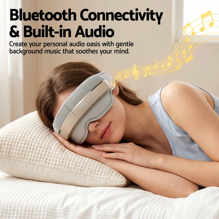 Livemor Eye and Head Massager with Heat, Eye Massager, Forehand and Temple Massager, Air Compression & Bluetooth Music, 5 Modes, 180° Foldable, Relaxation Gifts for Mom Dad Women Men