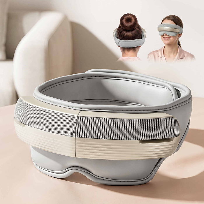 Livemor Eye and Head Massager with Heat, Eye Massager, Forehand and Temple Massager, Air Compression & Bluetooth Music, 5 Modes, 180° Foldable, Relaxation Gifts for Mom Dad Women Men