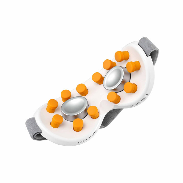Livemor Eye Massager with Cooling & Heating | Dual Hot Cold Compress Goggles with 12 Vibrating Nodes for Migraine Relief | Wireless Bluetooth Eye Mask with 10Min Timer & 2400mAh Battery, White