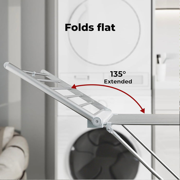 20 Bars Electric Heated Cloth Rack Airer Aluminum Indoor Portable Towel Drying