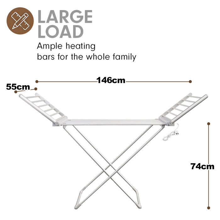 20 Bars Electric Heated Cloth Rack Airer Aluminum Indoor Portable Towel Drying