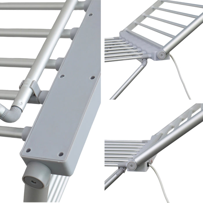 20 Bars Electric Heated Cloth Rack Airer Aluminum Indoor Portable Towel Drying