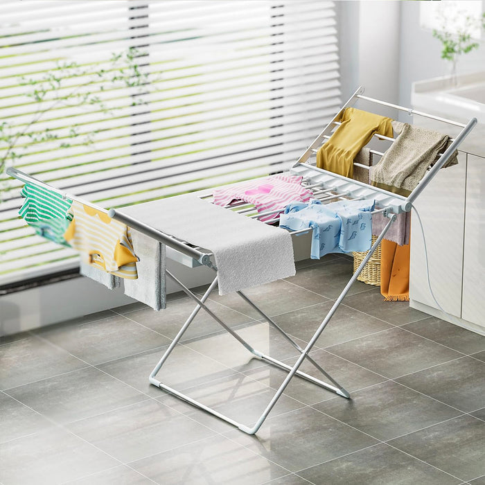 20 Bars Electric Heated Cloth Rack Airer Aluminum Indoor Portable Towel Drying