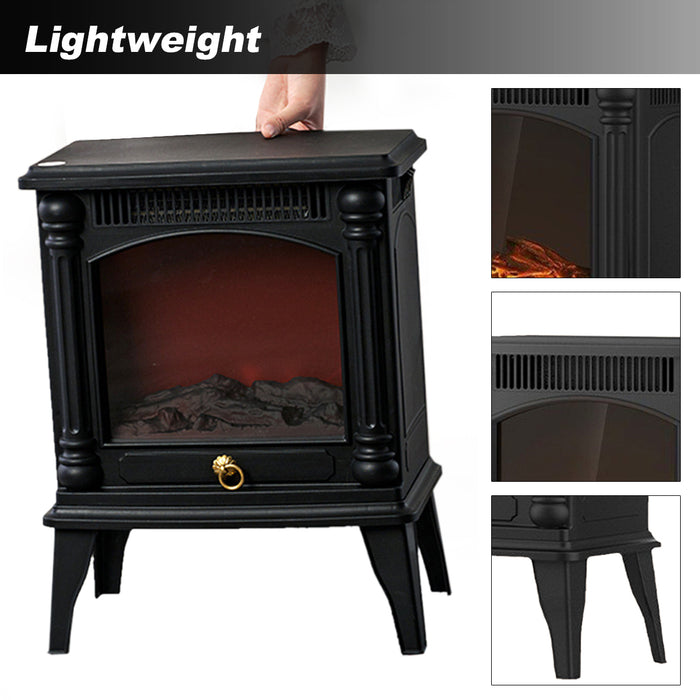Electric Fireplace Free Standing Heater Lightweight Up to 20m² Realistic 3D Flame
