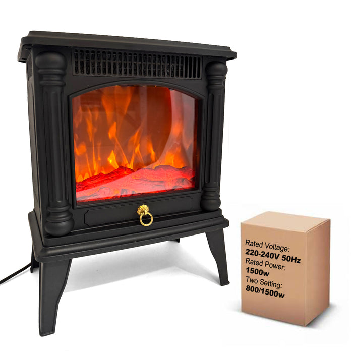 Electric Fireplace Free Standing Heater Lightweight Up to 20m² Realistic 3D Flame