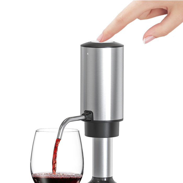 Electric Wine Opener Set 4-in-1, USB-C Rechargeable Corkscrew Bottle Opener, Wine Aerator with Foil Cutter, Stainless Steel Vacuum Wine Saver for Home Gift Set
