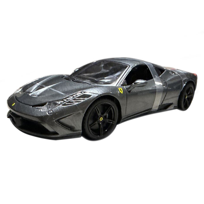 Maisto 1:18 Metallic Diecast + Plastic Part Car Model Ferrari 458 Speciale Grey
