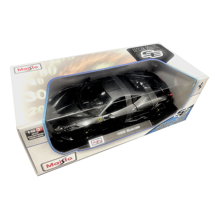 Maisto 1:18 Metallic Diecast + Plastic Part Car Model Ferrari 458 Speciale Grey