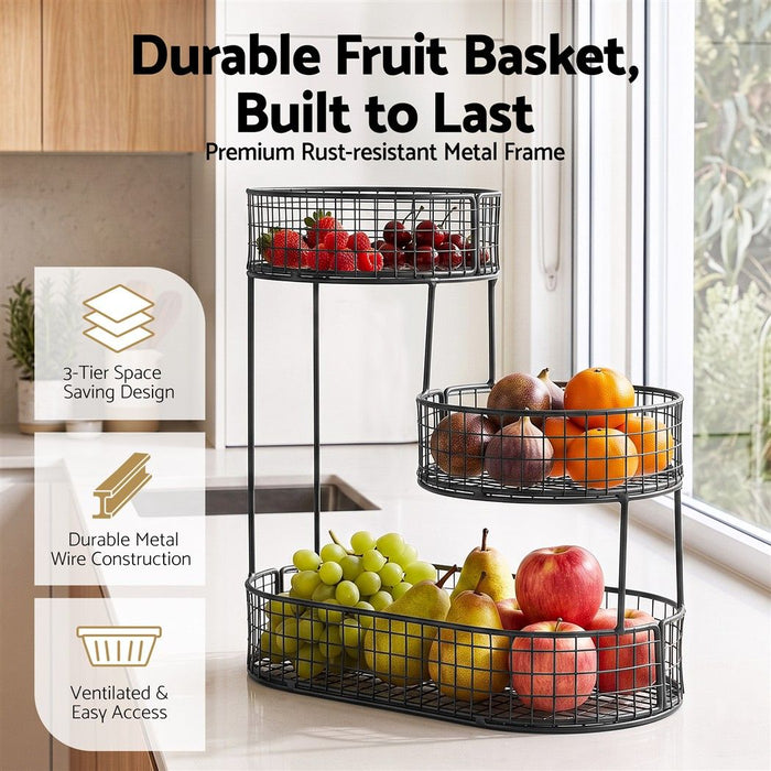 5-Star Chef Fruit Basket Bowl Space Saving Kitchen Food Storage Organiser