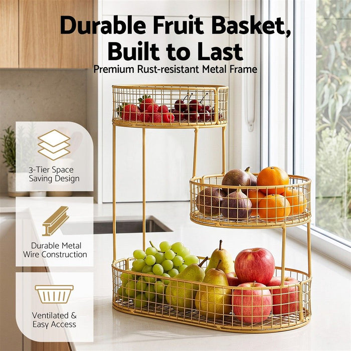 5-Star Chef Fruit Basket Bowl Space Saving Kitchen Food Storage Organiser
