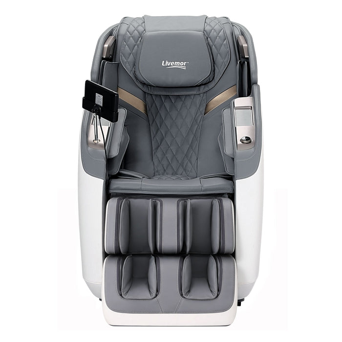 Livemor Prestige 4D Dual Mechanism Massage Chair, Full Body Zero Gravity Recliner with Extended SL Track, Body Scan, Air Compression, Waist Heating, Foot Rollers, Voice Control & Wireless Charging