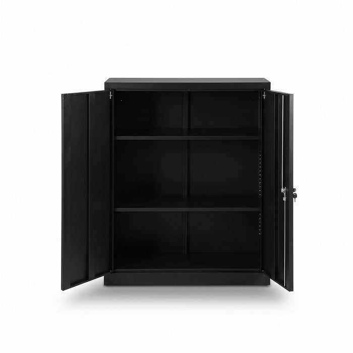 Artiss 100cm Steel Locker Cabinet Filing Mental Storage 100cm 3-Point Lock 2 Adjustable Shelves Black