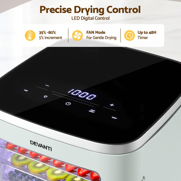 Devanti Food Dehydrator Machine 5 Tray Mini Fruit Dryer Maker Green