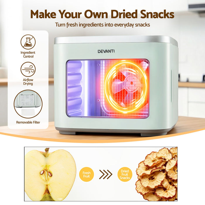 Devanti Food Dehydrator Machine 5 Tray Mini Fruit Dryer Maker Green