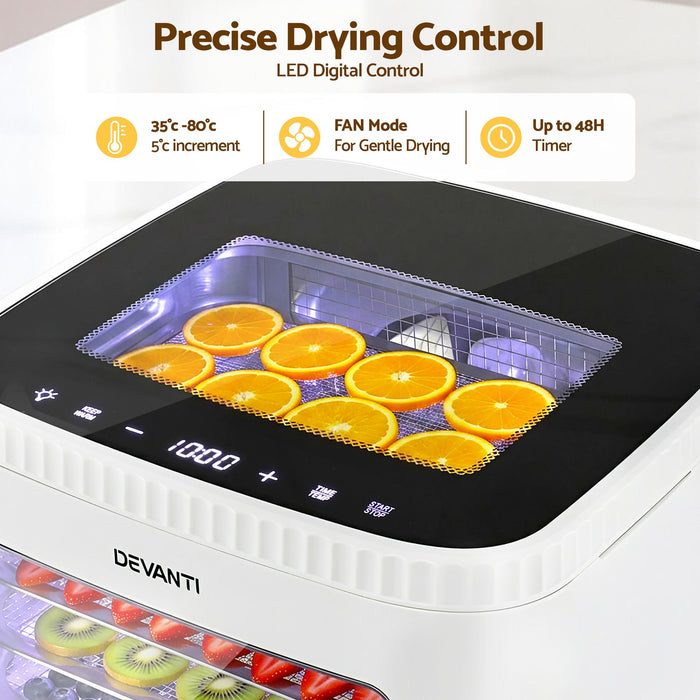Devanti Food Dehydrator Machine 5 Tray Mini Fruit Dryer Maker White