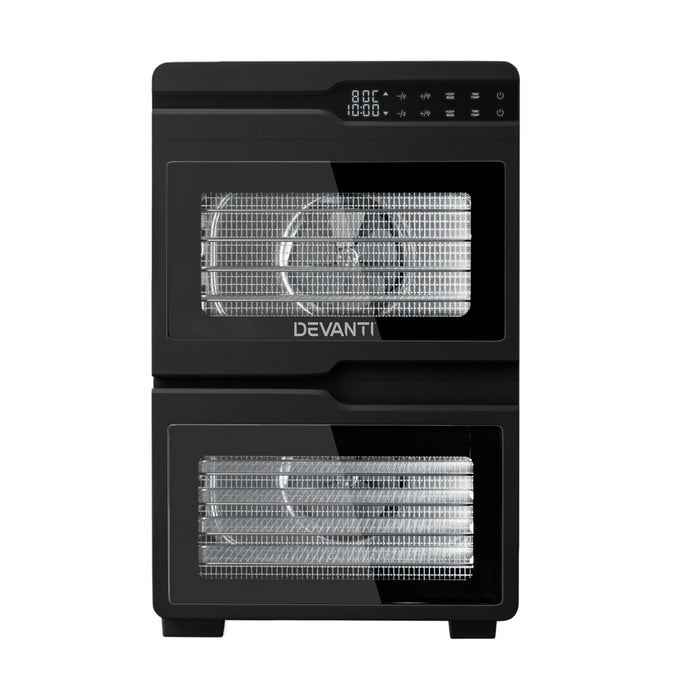Devanti 12 Trays Food Dehydrator Dual-Zone Stainless Steel Fruit Jerky Dryer