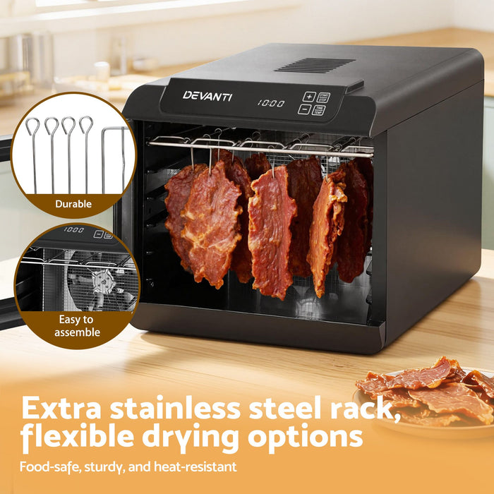 Devanti Food Dehydrator 6 Tray Fruit Dryer Jerky Maker With Stainless Steel Rack