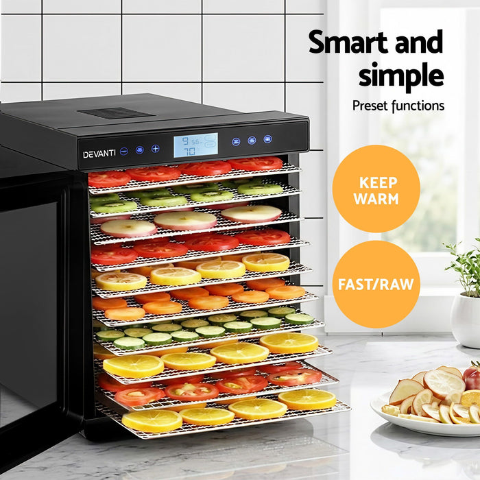 Devanti 10 Trays Food Dehydrator with Stainless Steel Tray