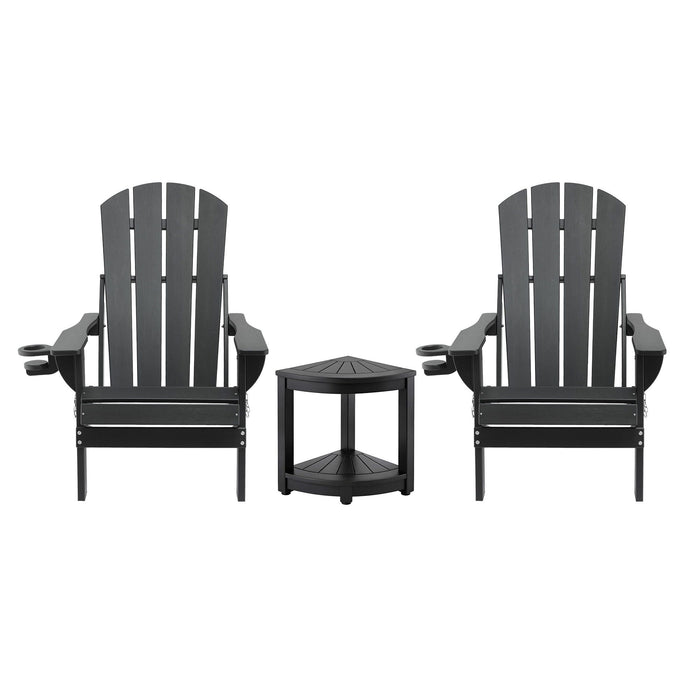 Gardeon Outdoor Table and Chairs HDPE Folding Adirondack Beach Chair Patio Furniture Black