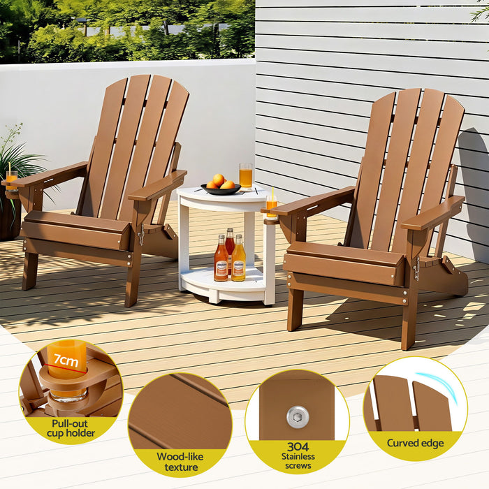 Gardeon Outdoor Table and Chairs HDPE Folding Adirondack Beach Chair Patio Furniture