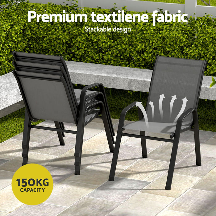 Gardeon 7PC Outdoor Dining Set Table and Chairs Patio Furniture Bistro Set Garden Grey