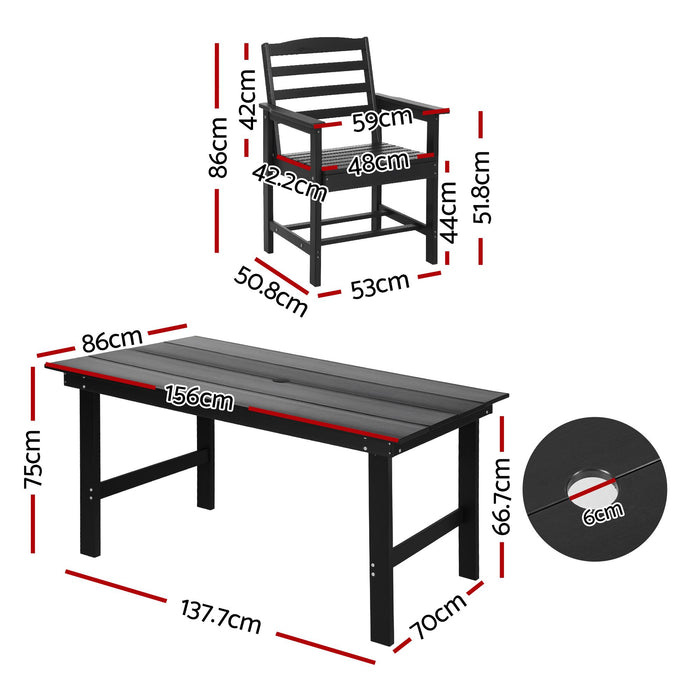 Gardeon 7 Piece Outdoor Dining Set Patio HDPE Table and Chairs Garden Furniture