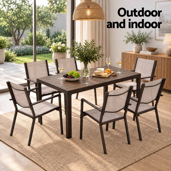Gardeon 7PCS Outdoor Dining Set Patio Furniture Table and Chairs Garden Coffee