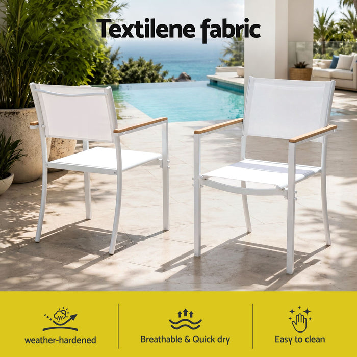 Gardeon 7PCS Outdoor Dining Set Table and Chairs Patio Garden Furniture Bistro Set White