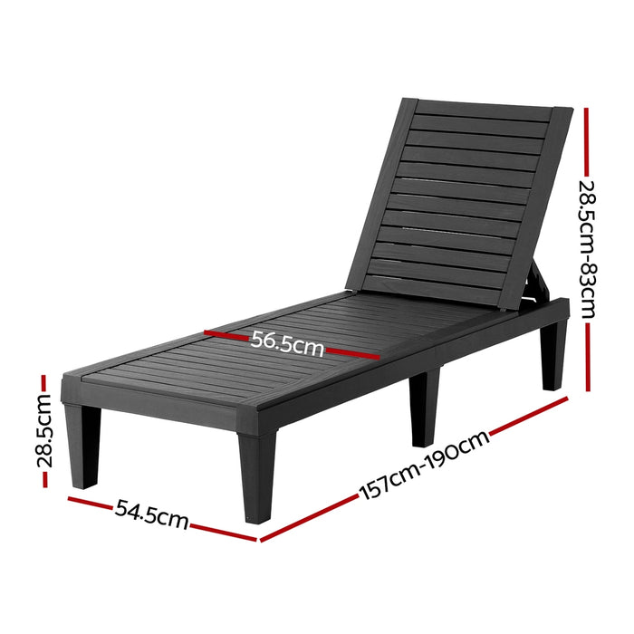 Gardeon Sun Lounge Adjustable Recliner Patio Outdoor Furniture Lightweight Black