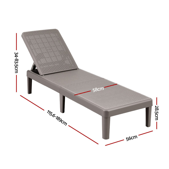Gardeon Sun Lounge Adjustable Lounger Patio Outdoor Furniture Lightweight Brown