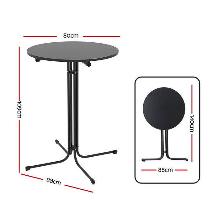 Gardeon Outdoor Bar Table Round Folding Desk Top 109cm Patio Furniture Black
