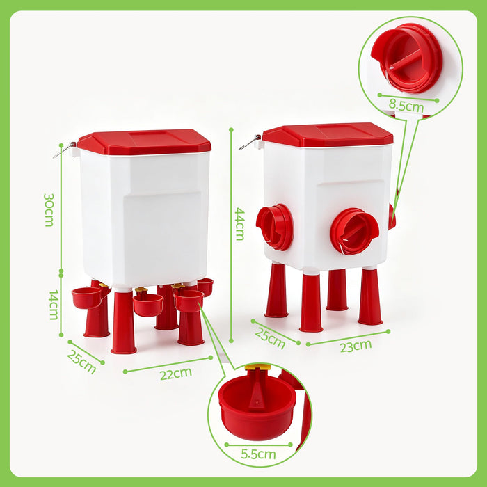 Giantz 12kg Chicken Feeder and 11L Waterer Set Large Capacity Poultry Drinker Kit