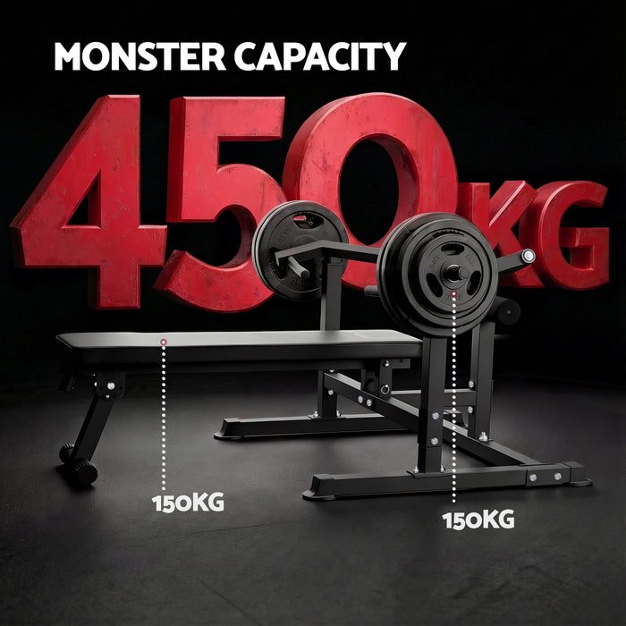 Everfit Chest Press Machine Home Gym Equipment Folding Workout Bench with Independent Arms Black