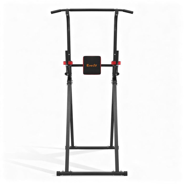 Everfit Chin Up Tower Pull Up Station Adjustable Dip Station Folding Home Gym Black