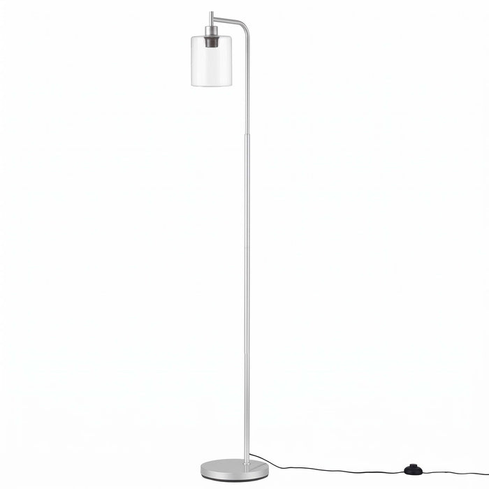 Artiss Floor Lamp Modern Industrial Standing Light with Clear Glass Shade, Silver Metal Tall Lamp for Living Room, Bedroom & Office, Anti-Tipping Weighted Base & Foot Switch (Bulb Not Included)